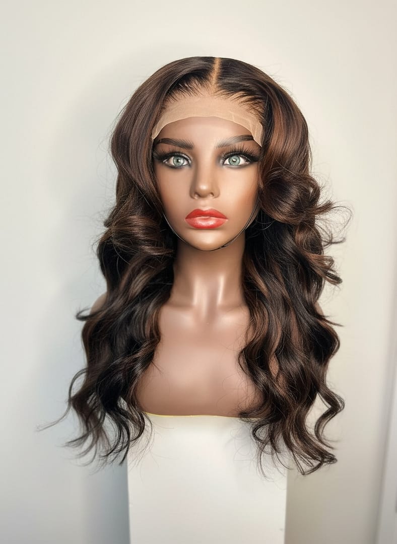 Brown Highlight Body Wave Wig | Cinnamon